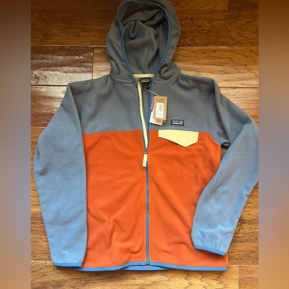 Patagonia Gray and Orange Fleece Jacket youth